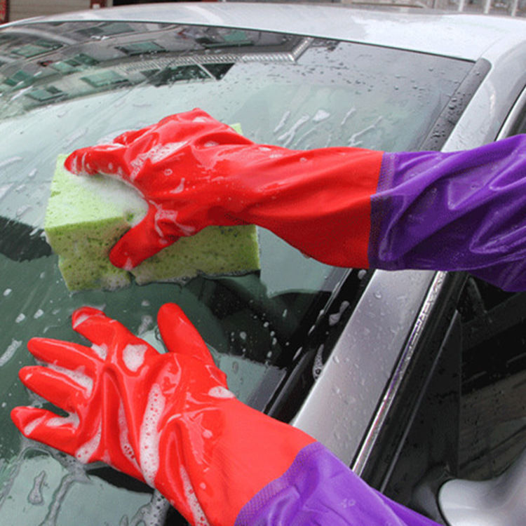 2 Pairs Thicken Clean Gloves Wash Dishes Wash Clothes Rubber Waterproof Gloves
