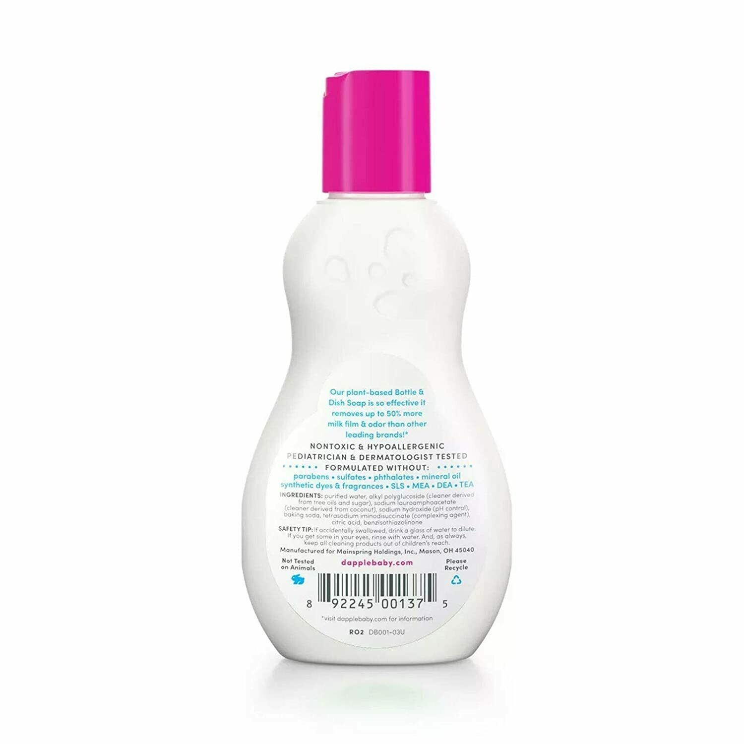 Travel-Size Dapple (Fragrance Free) Baby Bottle & Dish Soap 3oz/89ML – Fast Ship