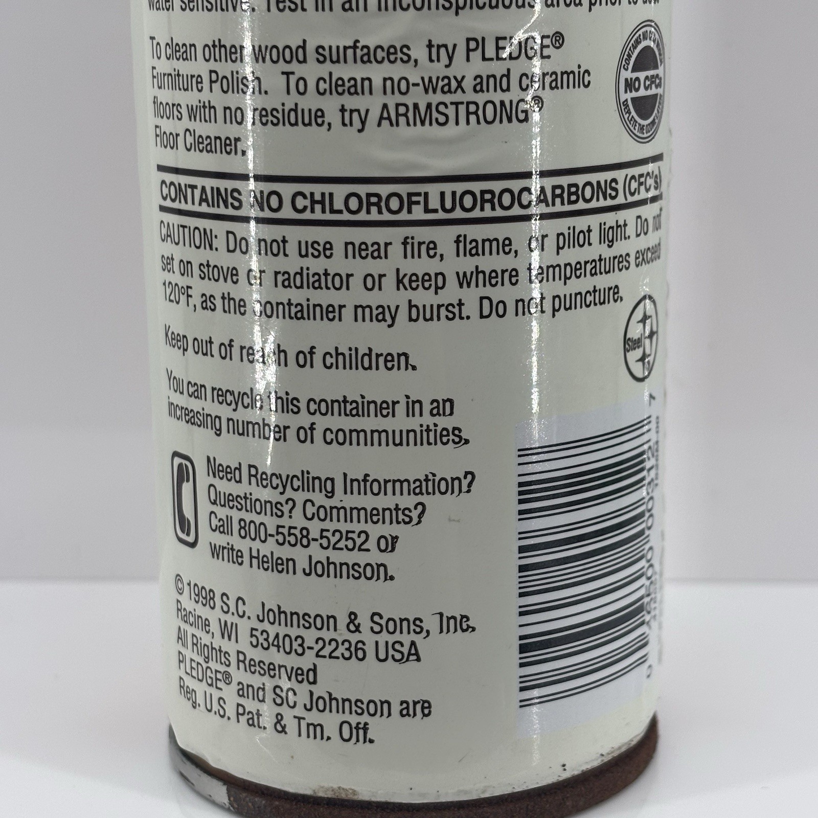Vintage Pledge Lemon Wood Floor Cleaning Spray 17 oz NEW NOS 1998 SC Johnson