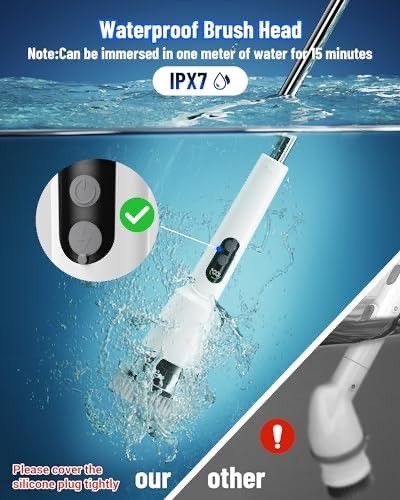 Kimeetol Electric Spin Scrubber Cordless Cleaning Brush Tilt Head Waterproof