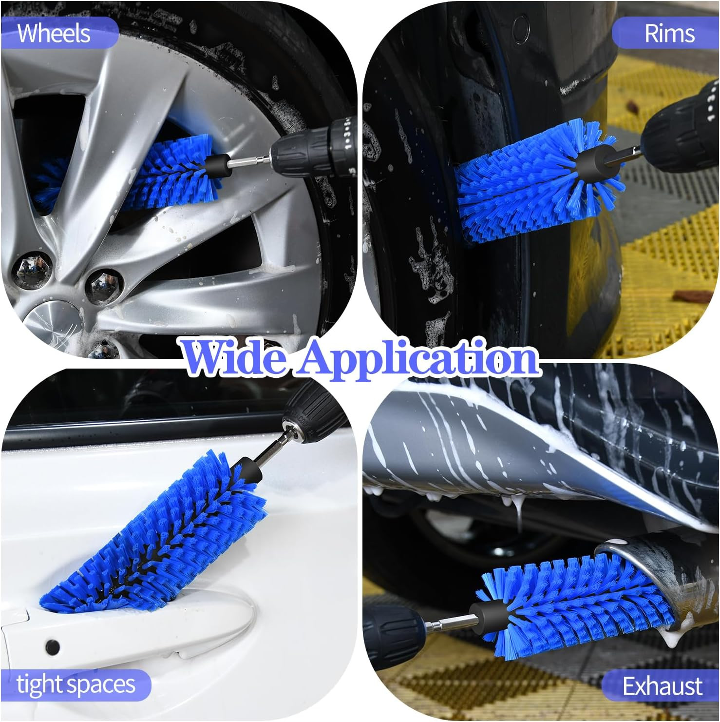 Drill Brush for Car Wheel and Bottle, Highly Dense and Durable Car Cleaning Brus