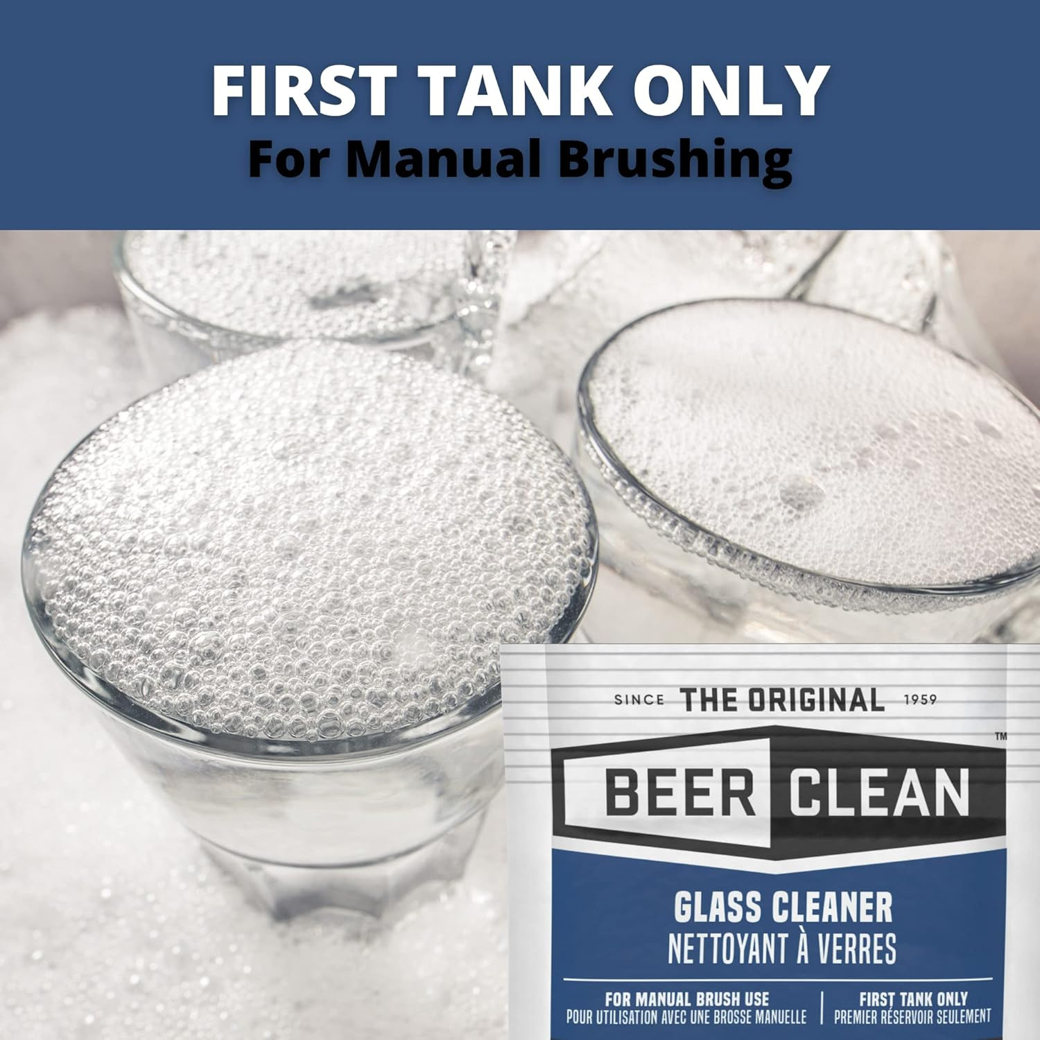 BEER CLEAN Bar Glass Cleaner, 0.5 Oz Packets (100-Pack) – Concentrated Powdered