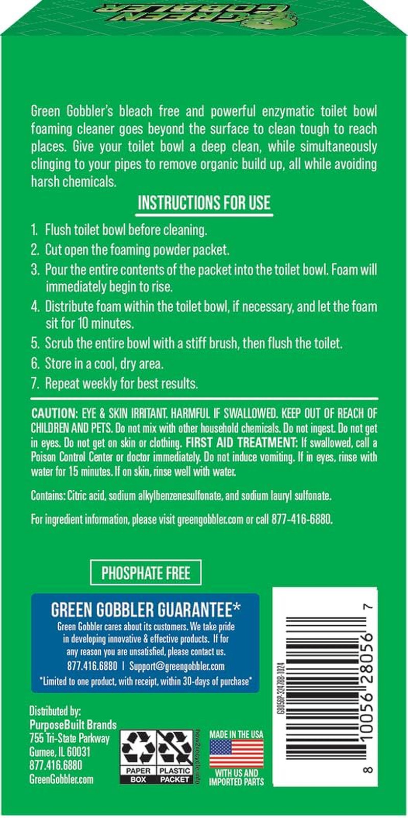5-In-1 Foaming Toilet Bowl Cleaner + Pipe Build-Up Remover, Enhanced Enzyme Form
