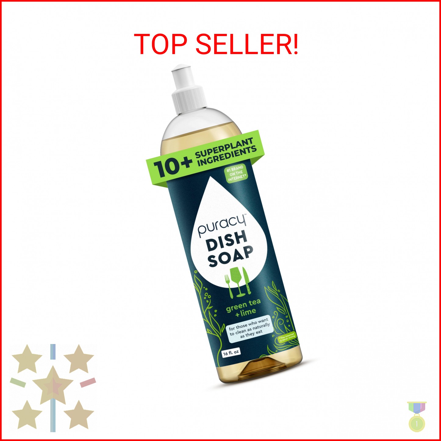 Puracy Natural Dish Soap – Skin-Softening Plant-Based Dishwashing Soap, Non-Toxi