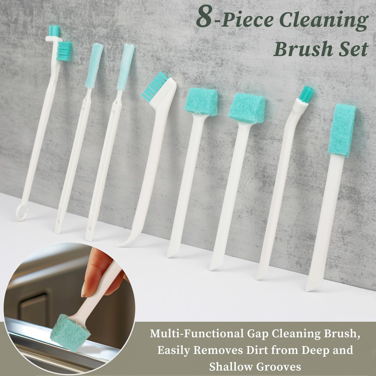 8-Piece Small Cleaning Brush Set for Tight Spaces, Mini Crevice Brushes for H…