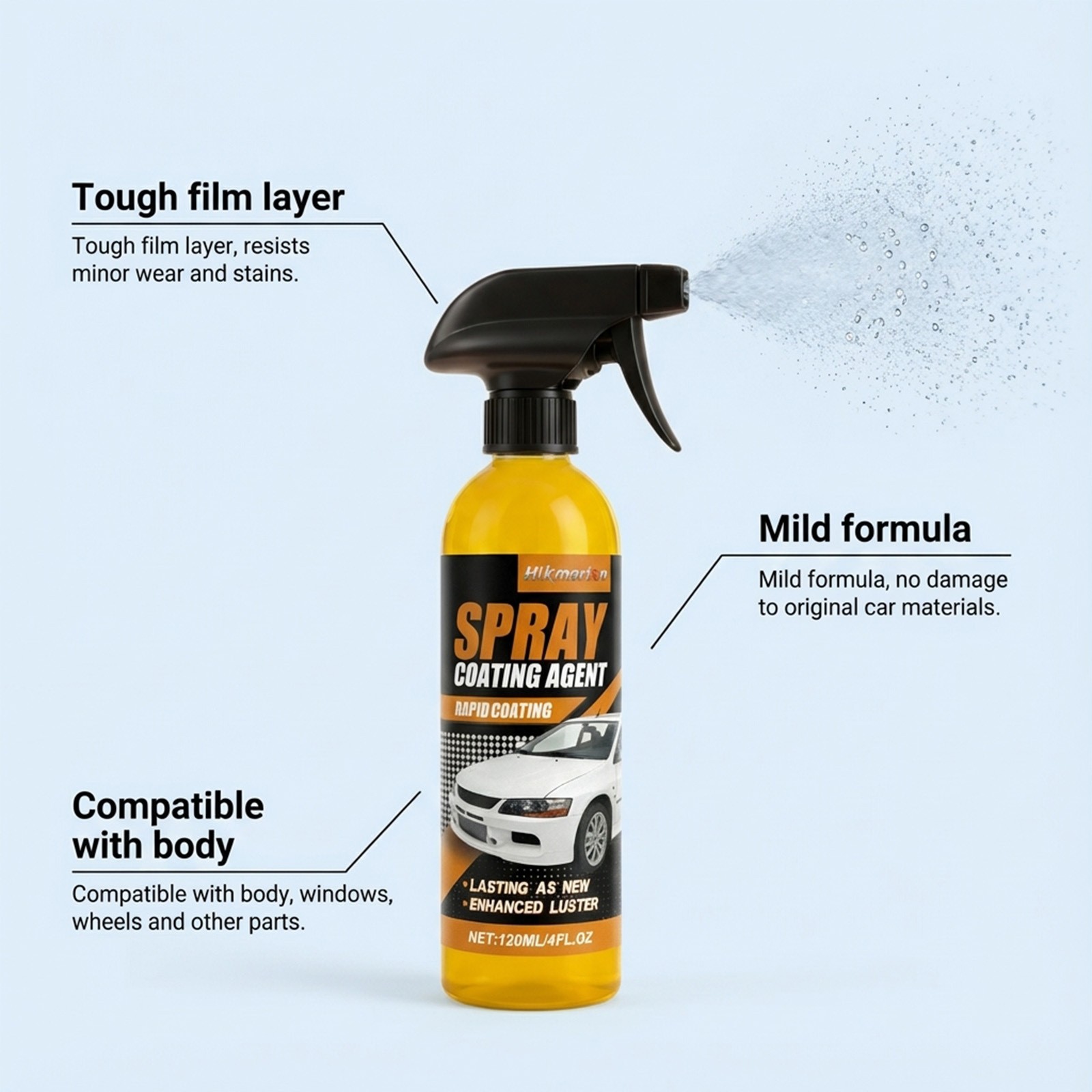 1/2/3x Spray Coating Agent For Cars, Nano Hydrophobic Ceramic Coating 120ml