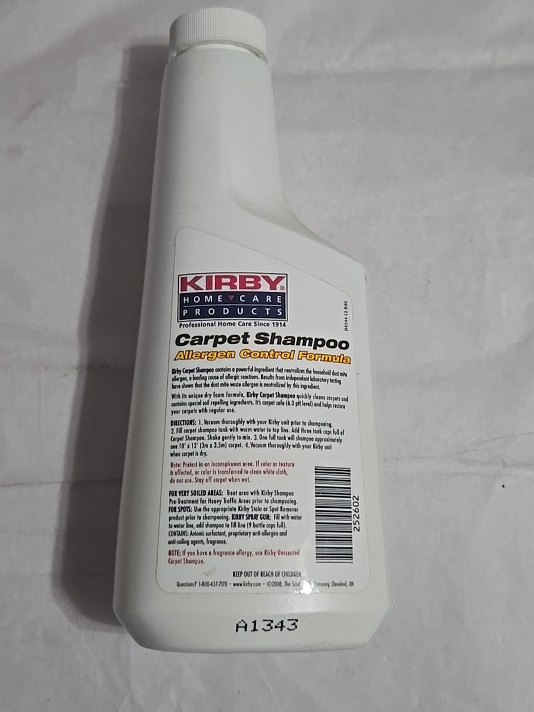 Kirby 12 fl oz Home Care Products Carpet Shampoo Allergen Control Formula NEW