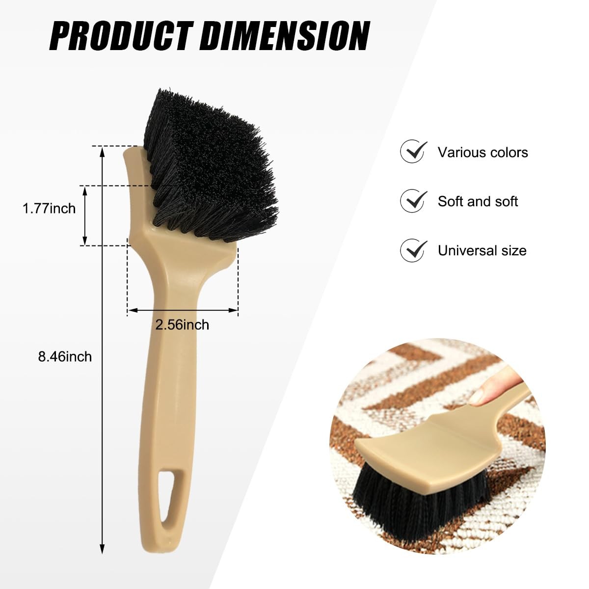 Car Carpet Cleaning Brush, 8.5-Inch Tire Cleaner Scrub Brushes with Stiff Bri…