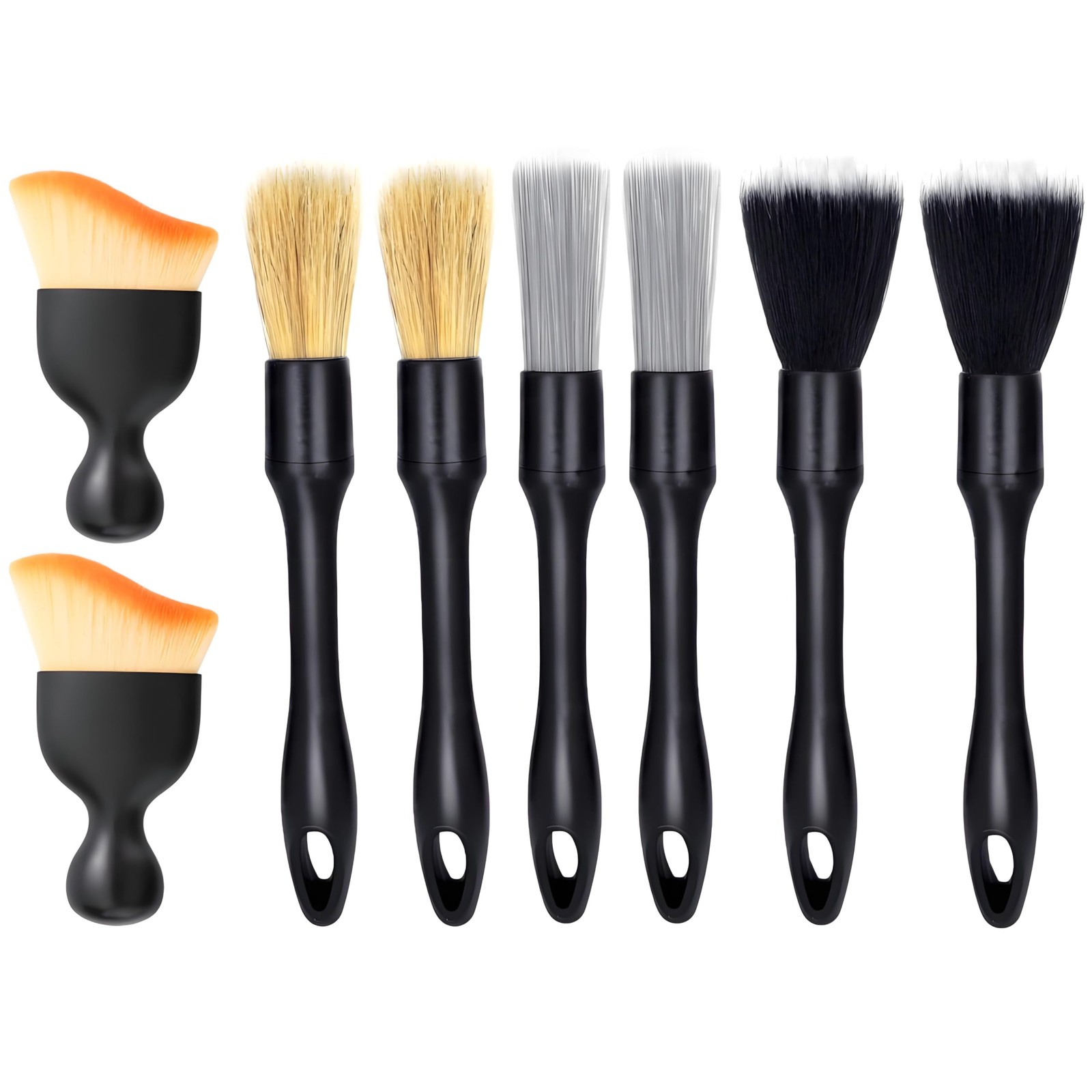 8 PCS Car Detailing Brush Set, Car Interior and Exterior Soft Bristle Cleanin…