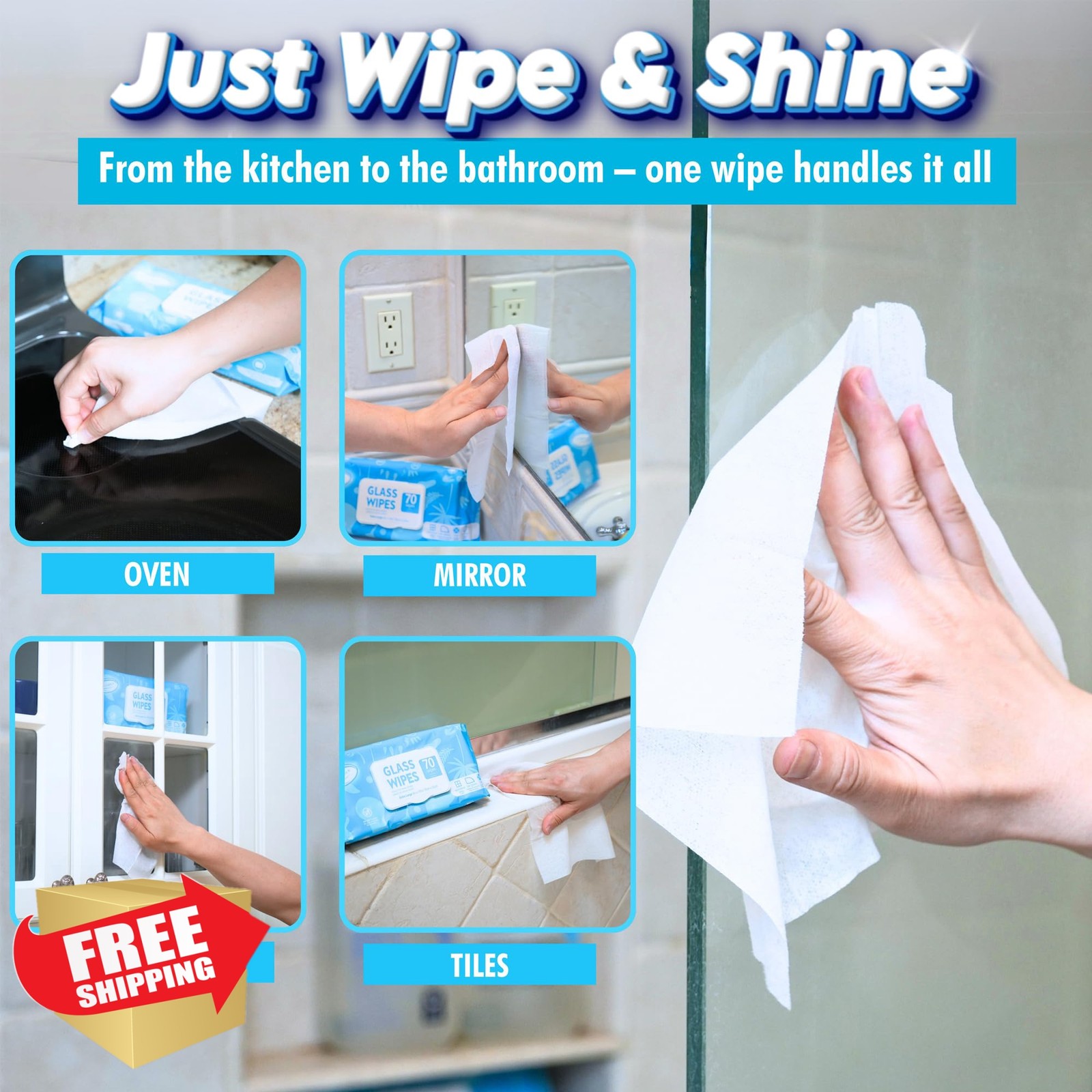 Air Jungles Glass Wipes 70 Count Pack 3 XL