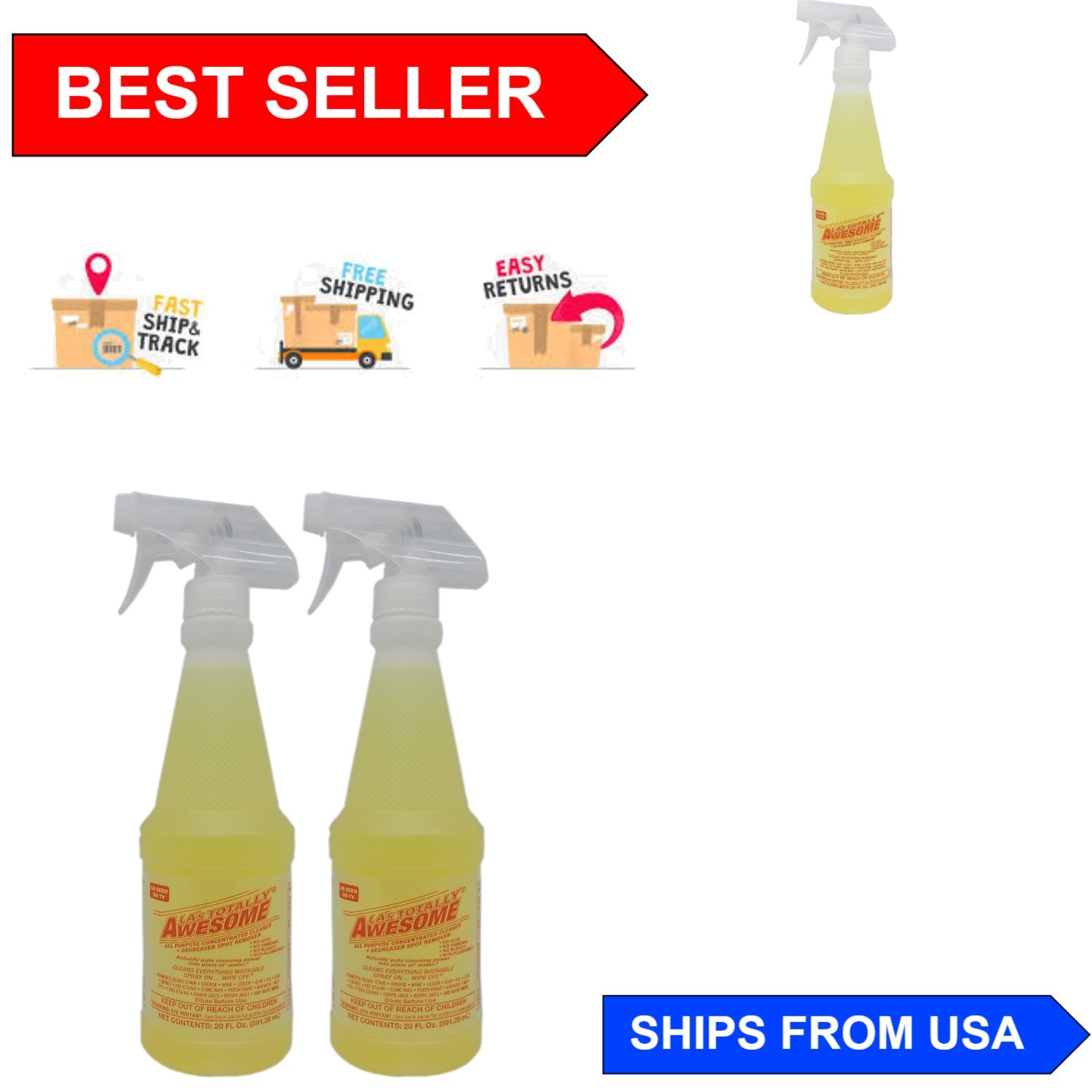 Eco-Friendly 2 Pack Cleaner & Degreaser – Safe for Carpet and Grout, 40 Oz