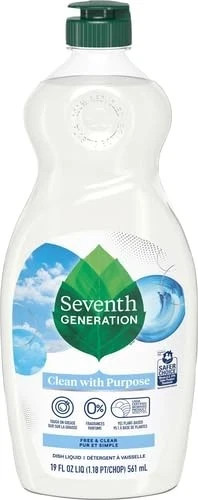 Seventh Generation® Natural Dishwashing Liquid, Free and Clear, 19 oz Bottle