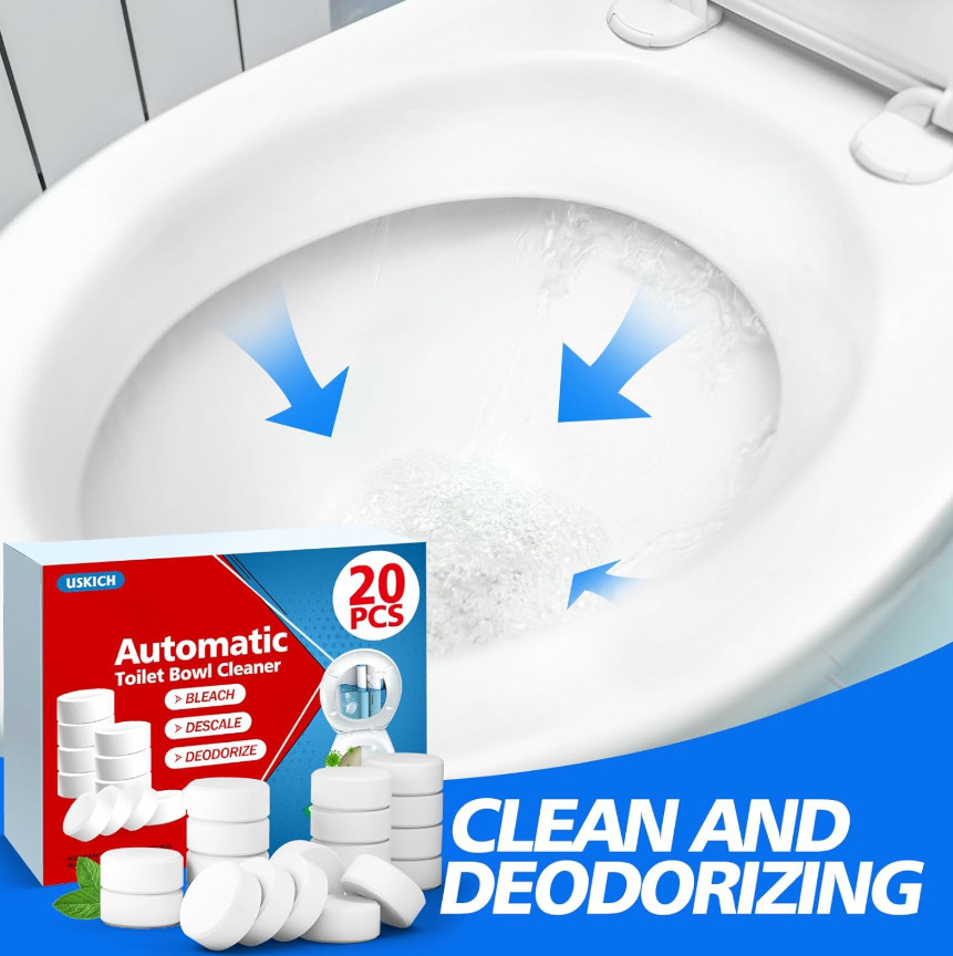 20 Pack Toilet Bowl Cleaner Tablets with Bleach Slow Releasing for Stain Removal