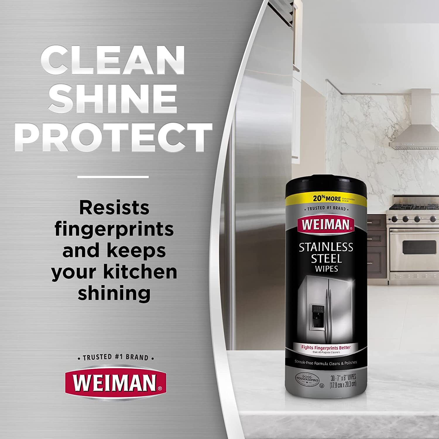 Weiman Stainless Steel Cleaner Wipes 2 Pack Fingerprint Resistant, Removes Resi