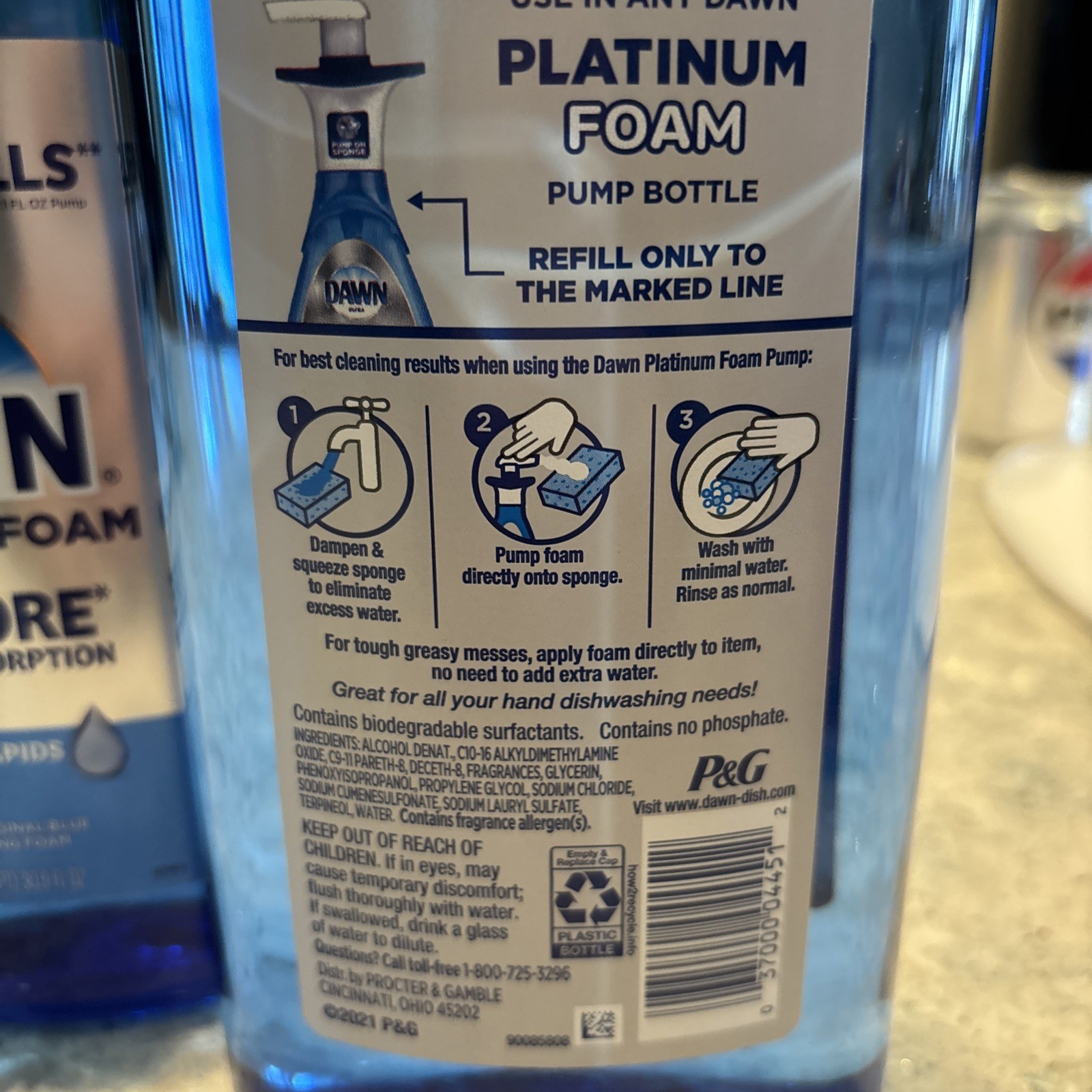 Dawn Platinum Foam Dishwashing Foam Refills Fresh Rapids 30.9oz 2 Pack