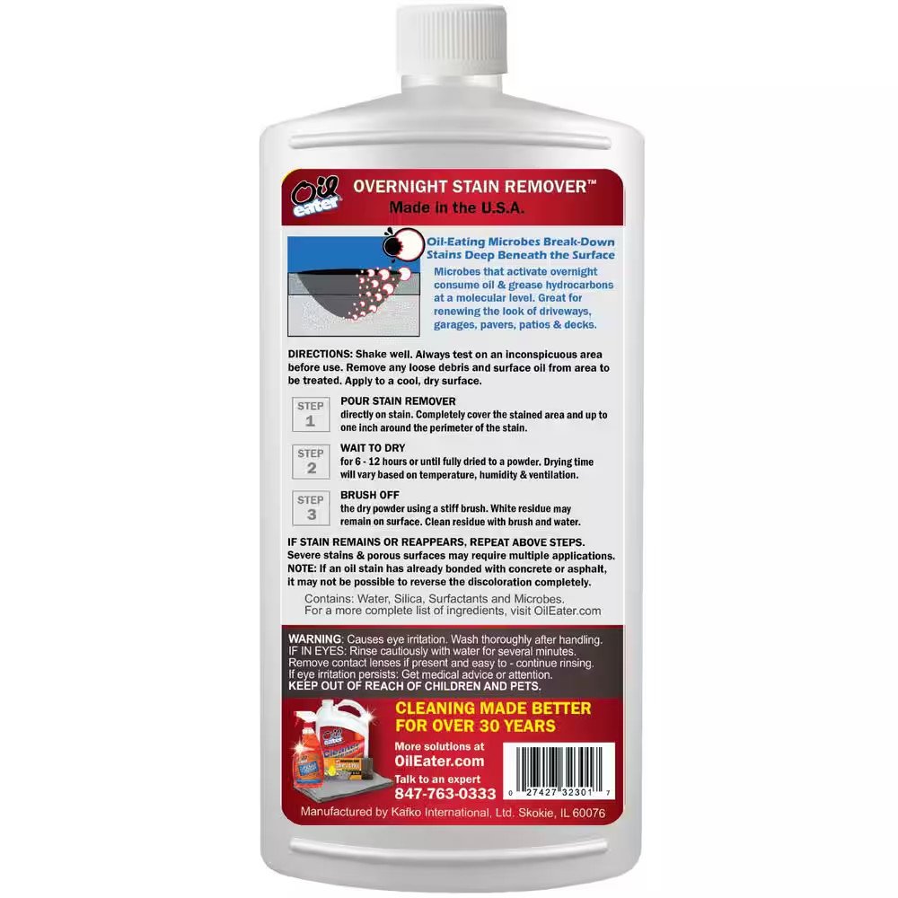 Oil Eater Concrete Cleaner 32 oz Oil Stain Remover Driveway Garage Floor