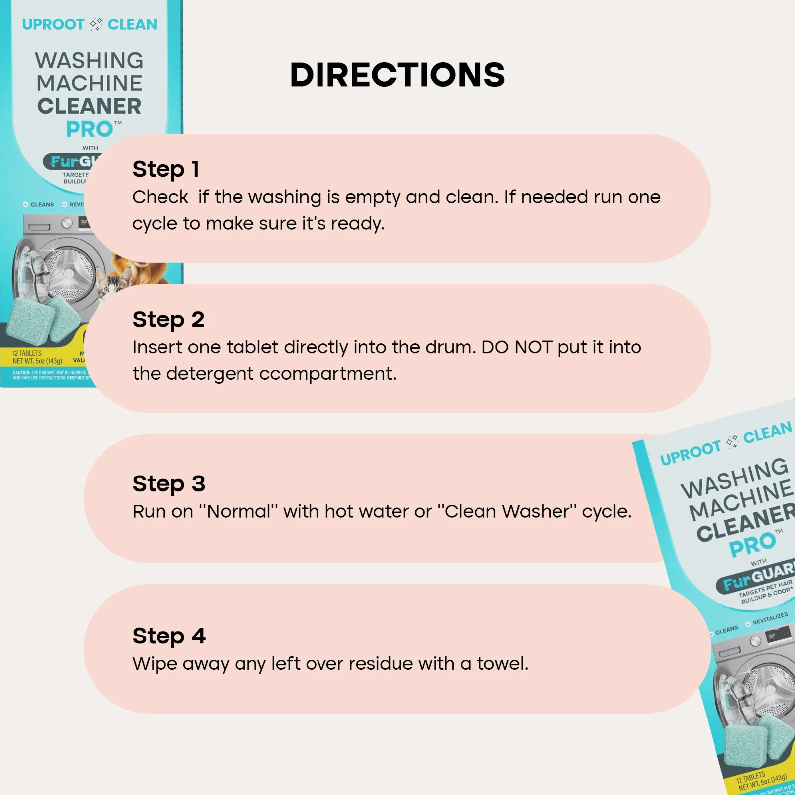 Uproot Clean Washing Machine Cleaner Tablets – 24 Pack for a 12 Month Supply