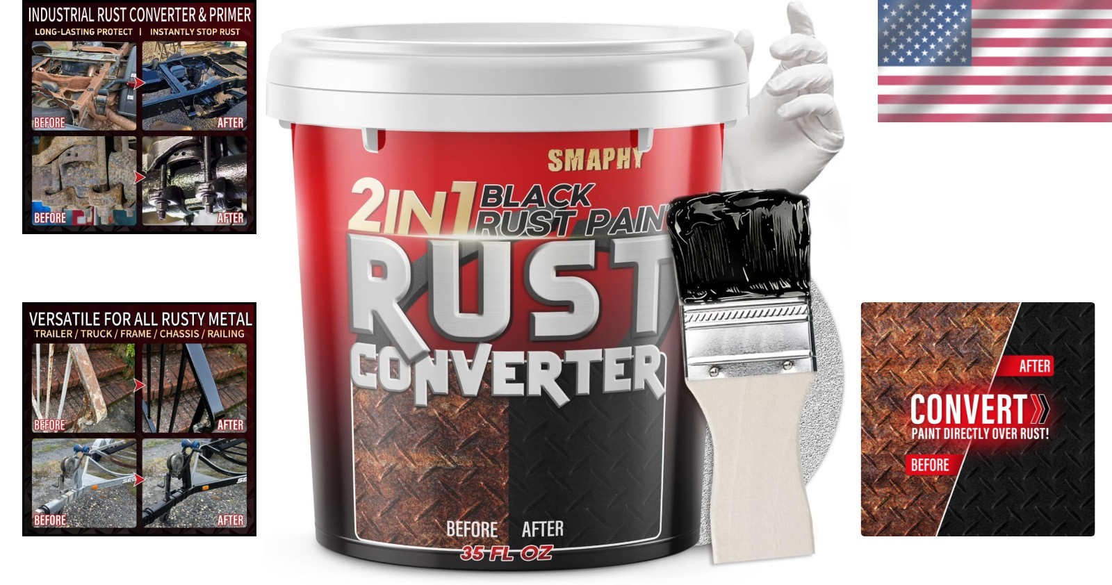 2 in 1 Rust Converter Primer 35oz Stops Rust Heat Resistant Coating Paint