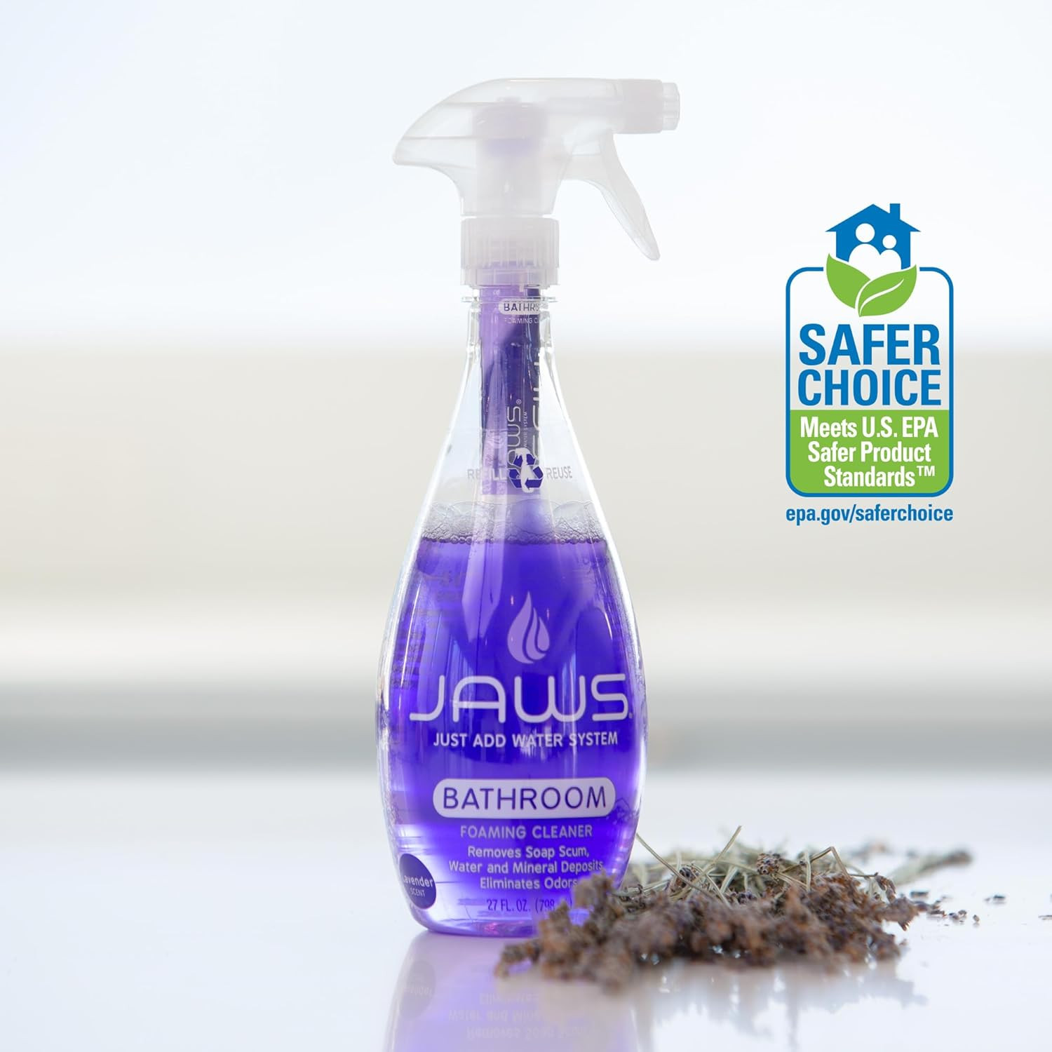 Foaming Bathroom Cleaner Bottle with 2 Refill Pods. Refillable Cleaning Supplies