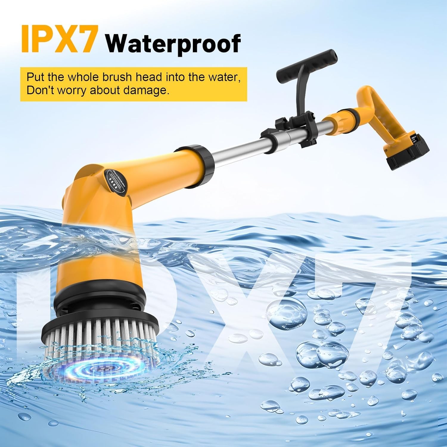 1500 RPM Electric Spin Scrubber for Dewalt 20V Battery, Power Shower Scrubber fo