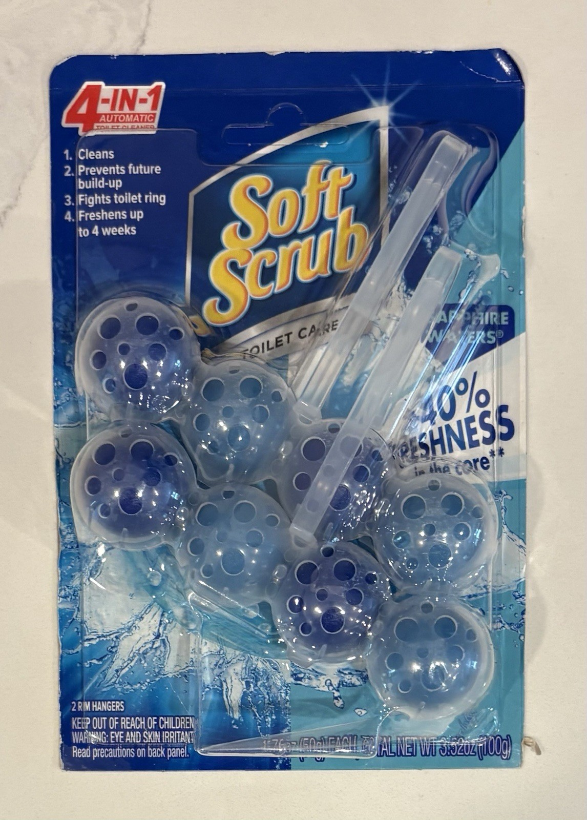 Soft Scrub 4-in-1 Rim Hanger Toilet Bowl Cleaner, Sapphire Waters, 2 Count
