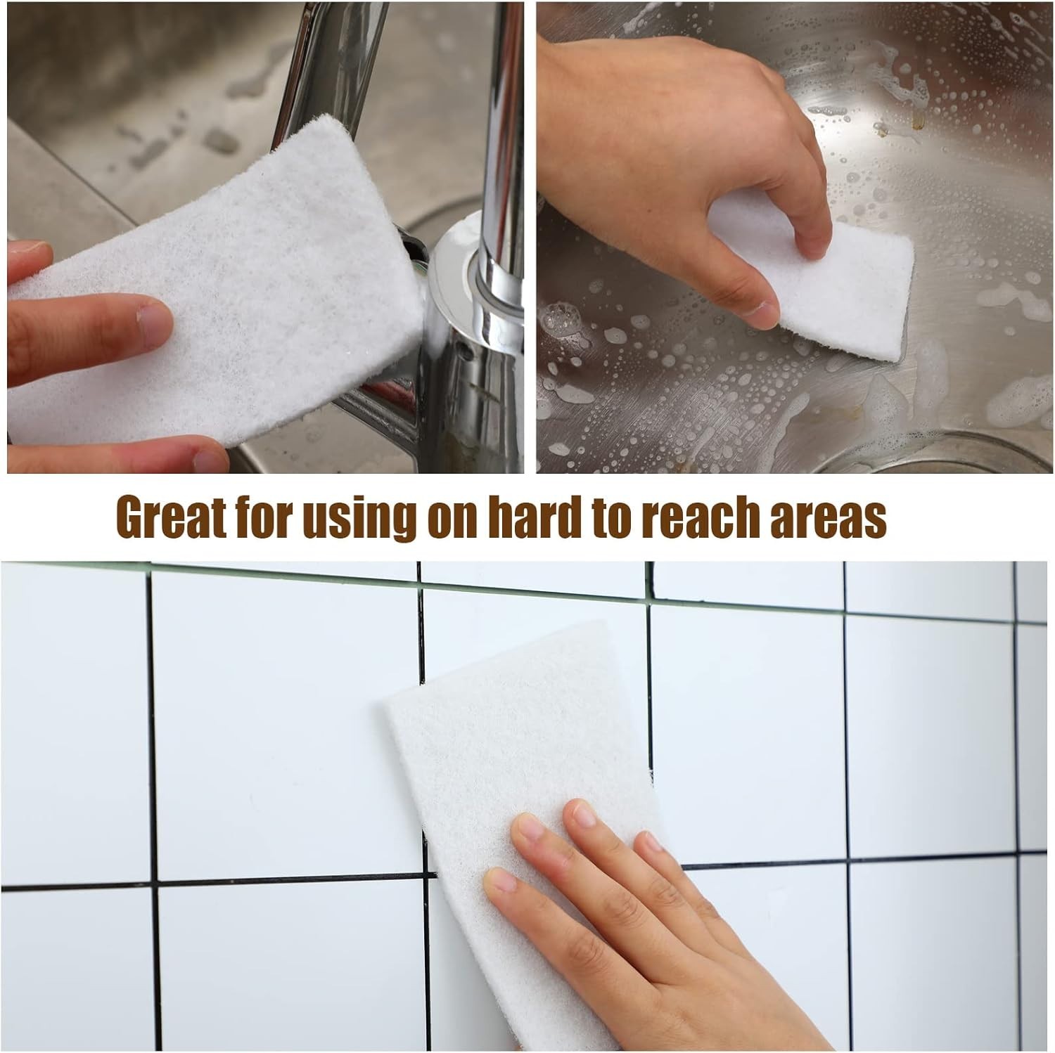 20 Non-Scratch White Scouring Pads – Reusable Multipurpose Cleaning Sponges
