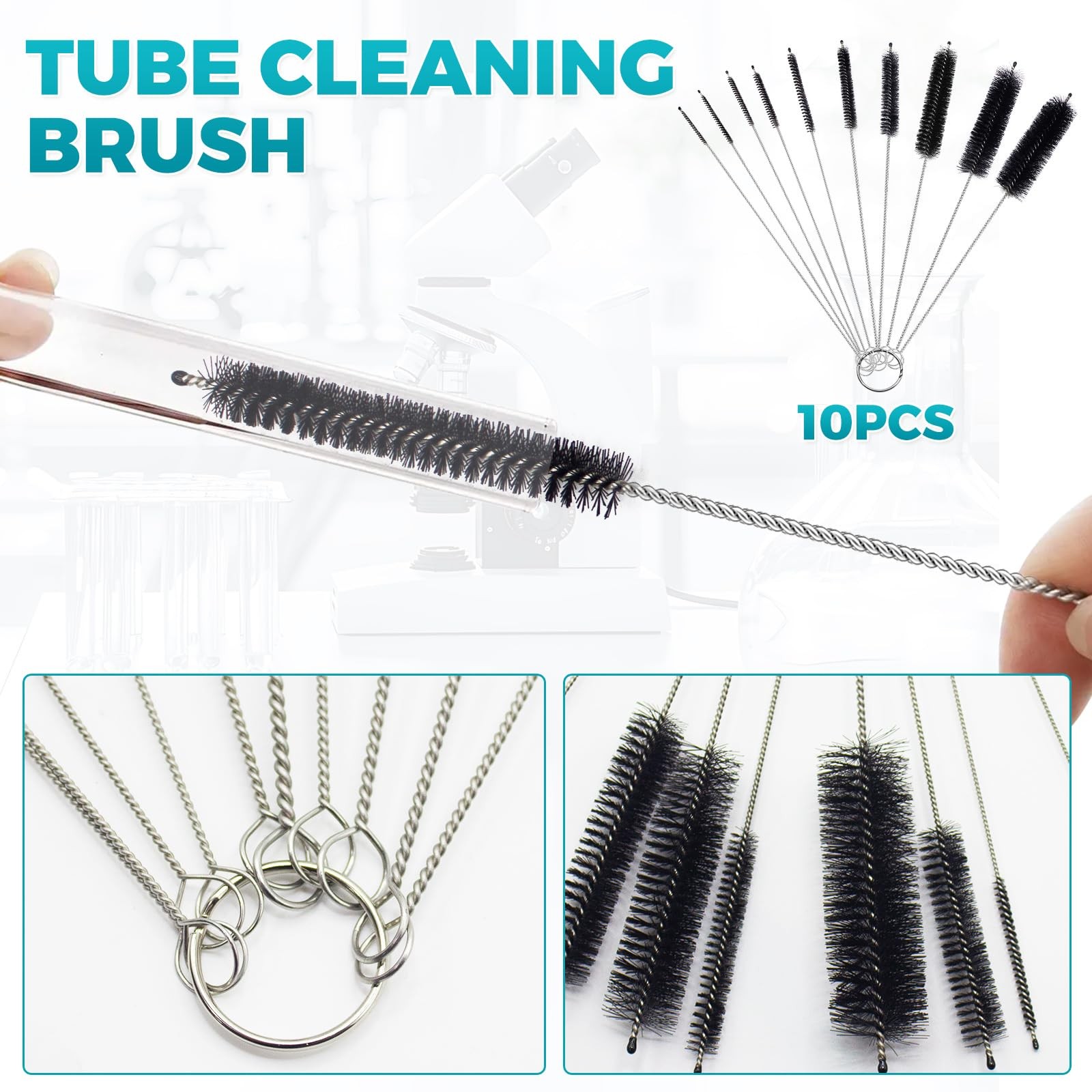 12 Pcs Glass Tube Cleaner Brush Set HeavyDuty for Bottle Straw Hose Aquarium