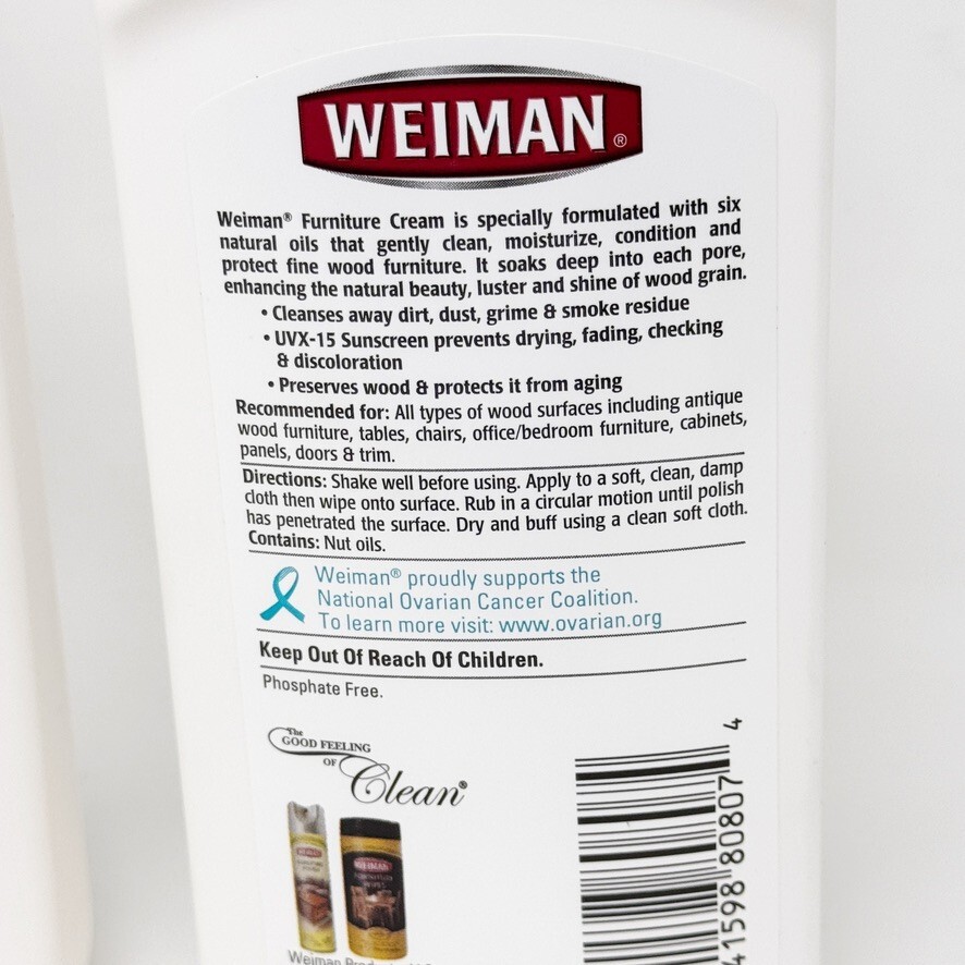 2 Bottles Of Weiman Furniture Cream with Lemon Oil 8 fl oz 237 ml NEW