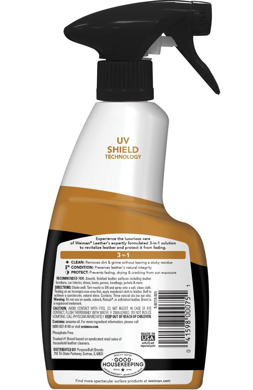 Weiman Leather Cleaner & Conditioner Cleans Restores & Protects Leather UV