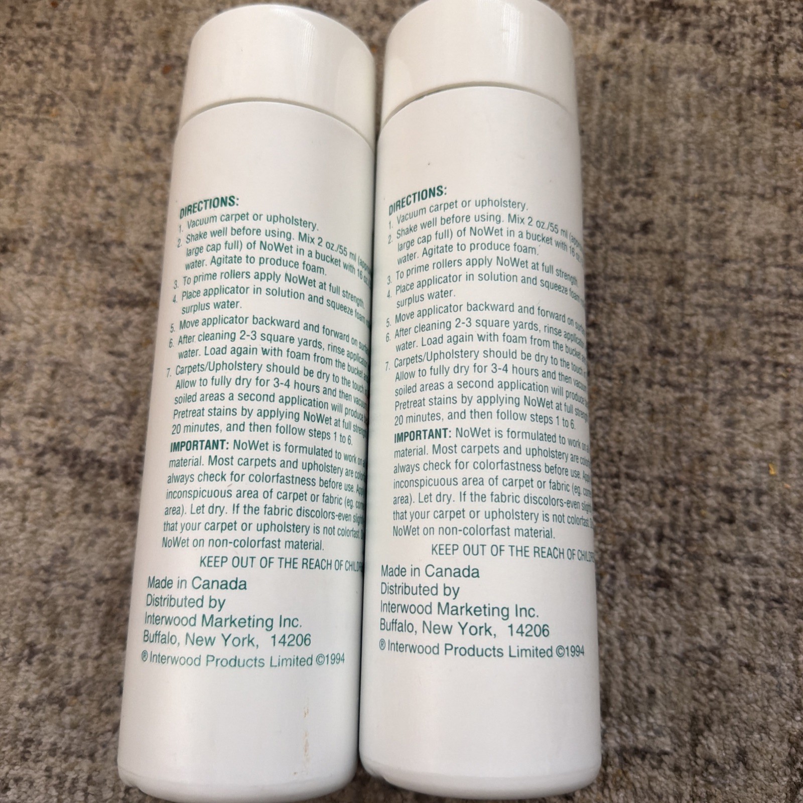 Vintage Original NoWet Wonder Foam Carpet Upholstery Cleaner Qty 2 12oz Bottles