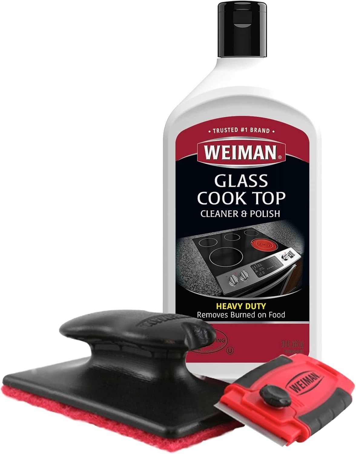 Effortless Glass Cooktop Cleaner with 3 Scrubbing Pads – 20oz Powerful Cream