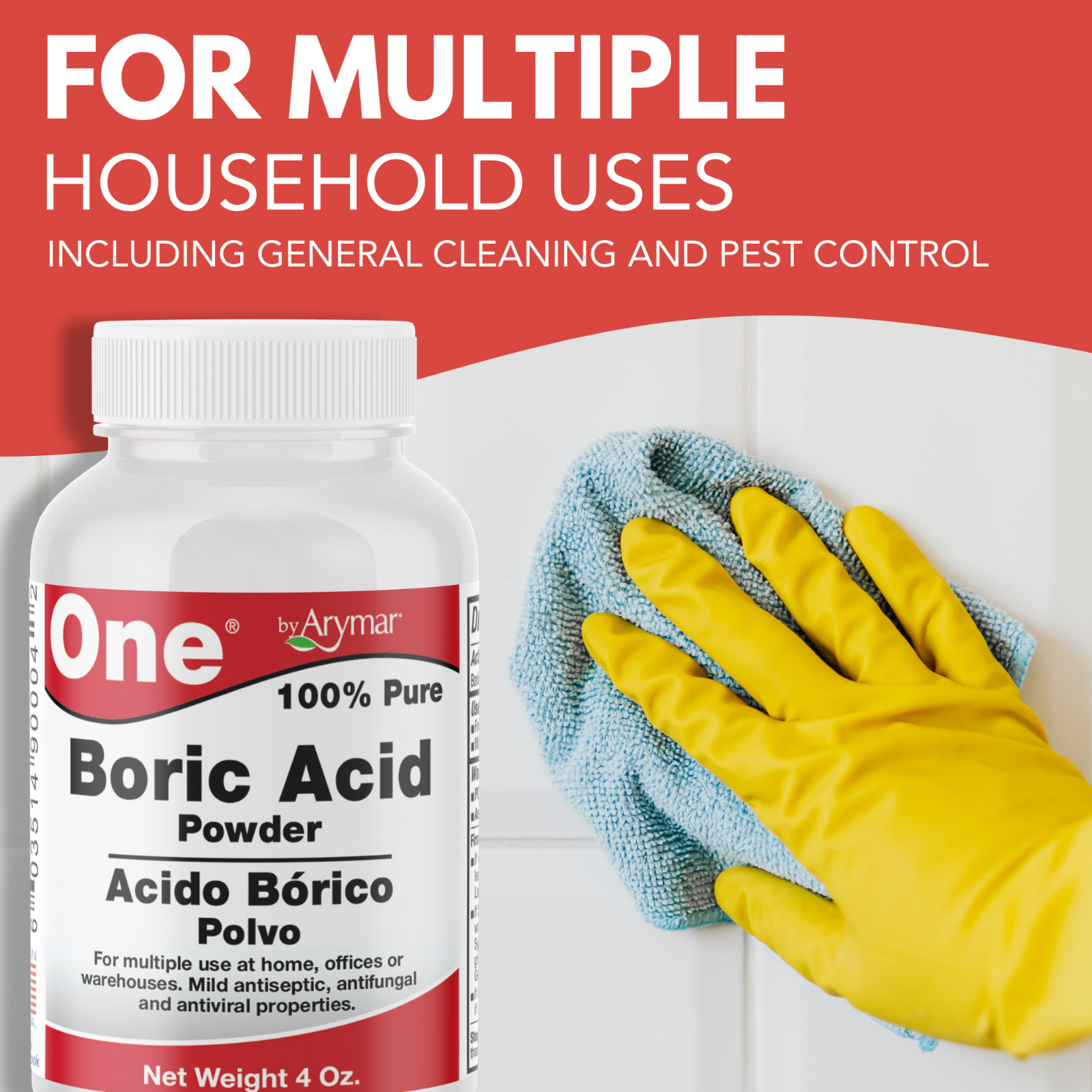 Arymar 100% Pure Boric Powder Granulated, Multi-Purpose Cleaner 4 fl oz (2-Pack)