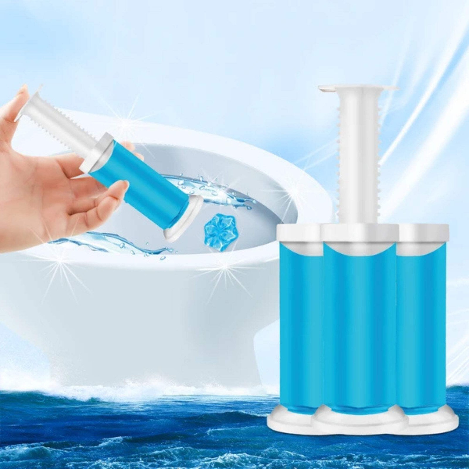 Air Fusion Ocean Fresh Scent Toilet Cleaning Gel 56 Stamps 6.43oz 4 Pack
