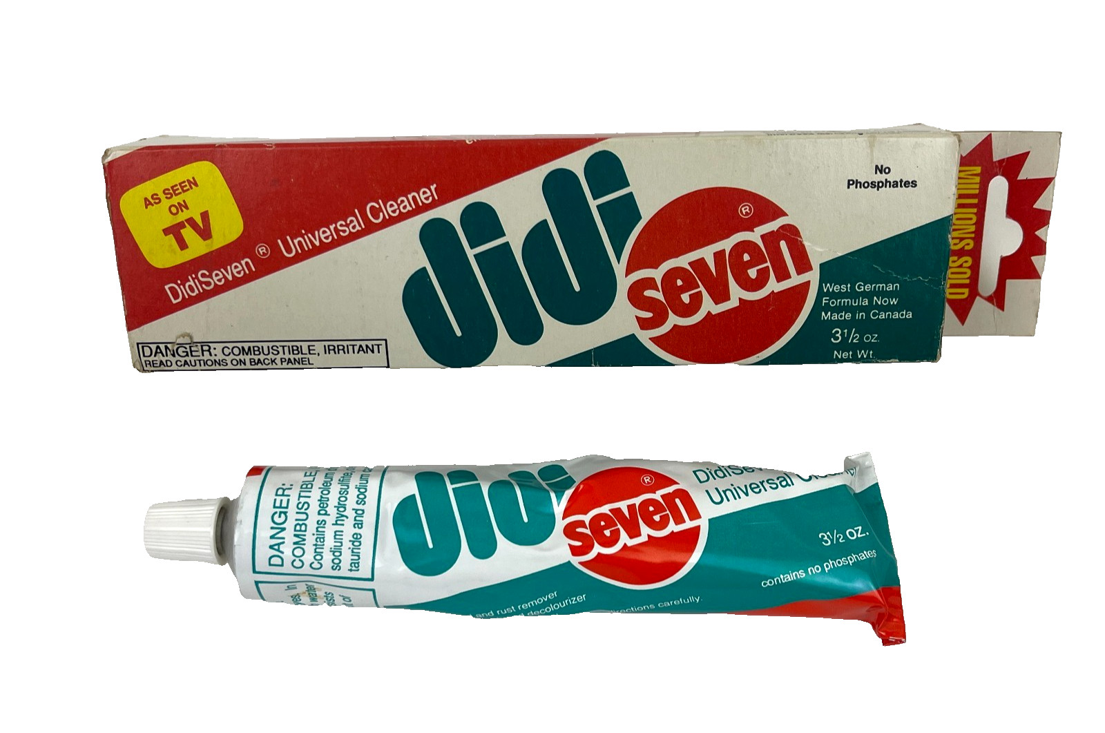 DiDi Seven Universal Cleaner Tube Made in Canada 3.5 oz Vtg 1990 w/Box Manual