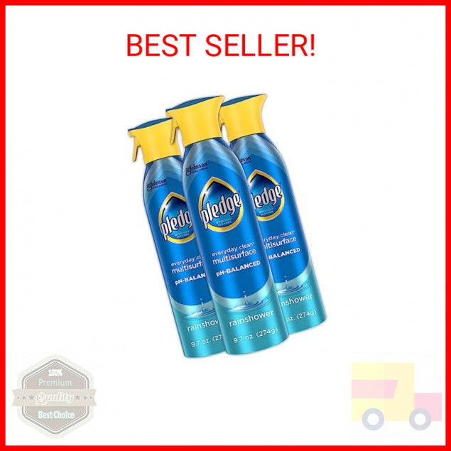 Pledge pH-Balanced Multisurface Spray, Everyday Cleaner, Rainshower Scent, 9.7oz
