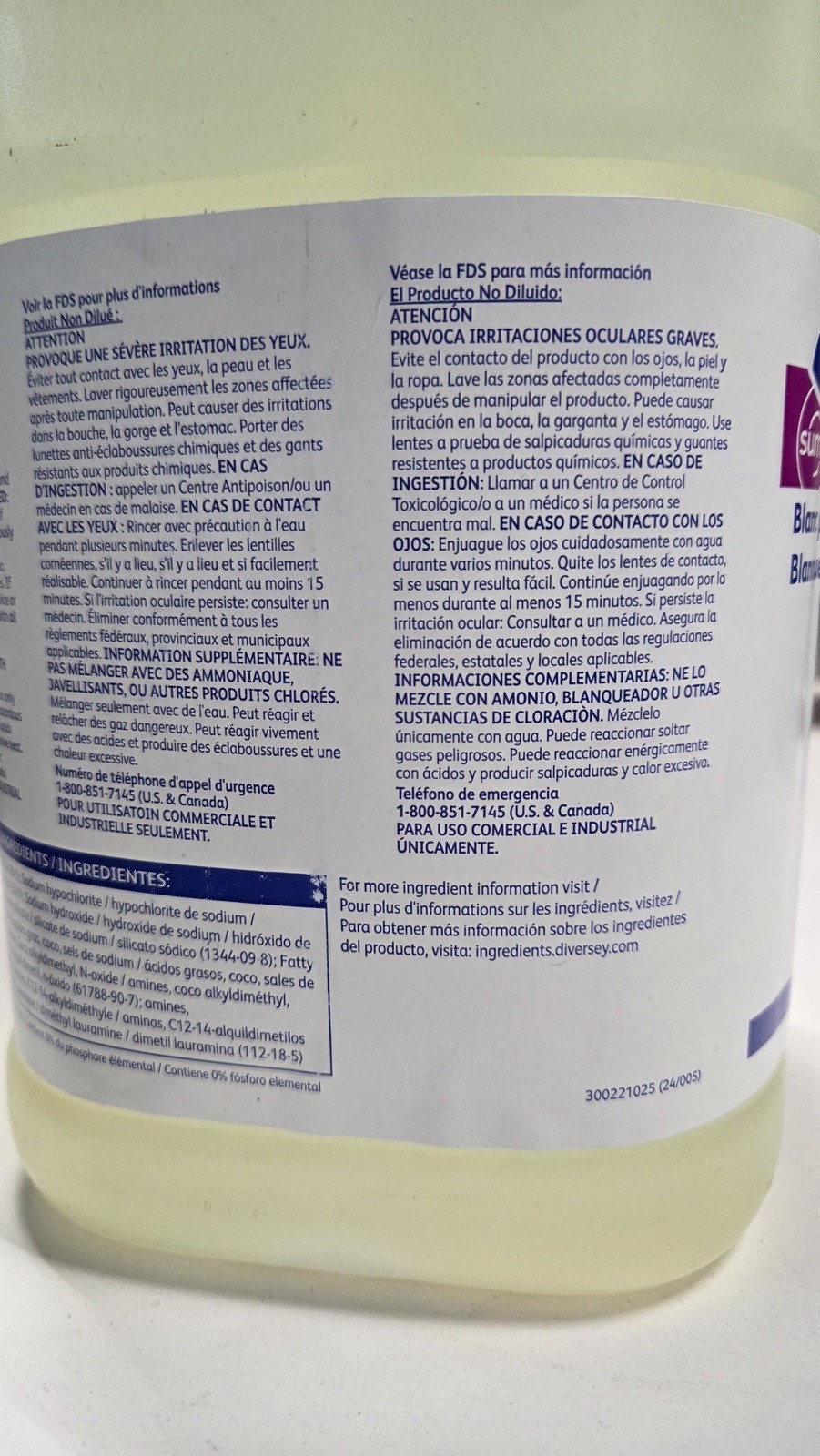 Diversey Suma Block Whitener D10.9, For Cutting Board Plastic Surfaces 1gal