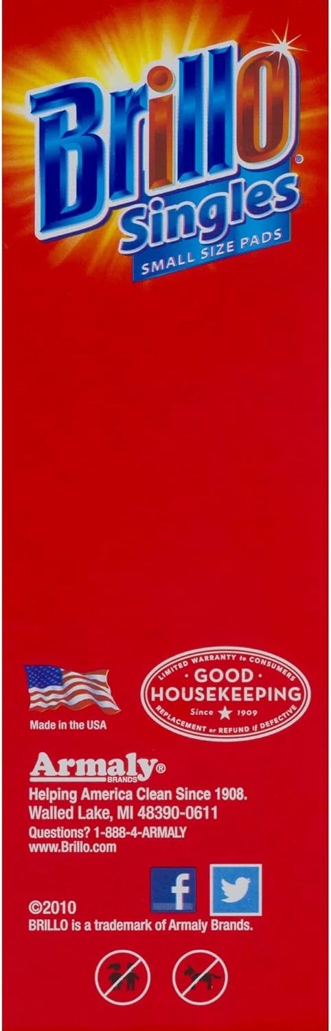 Brillo Single Use Steel Wool Soap Pads, Smaller Size Original Red Scent, 15 Coun