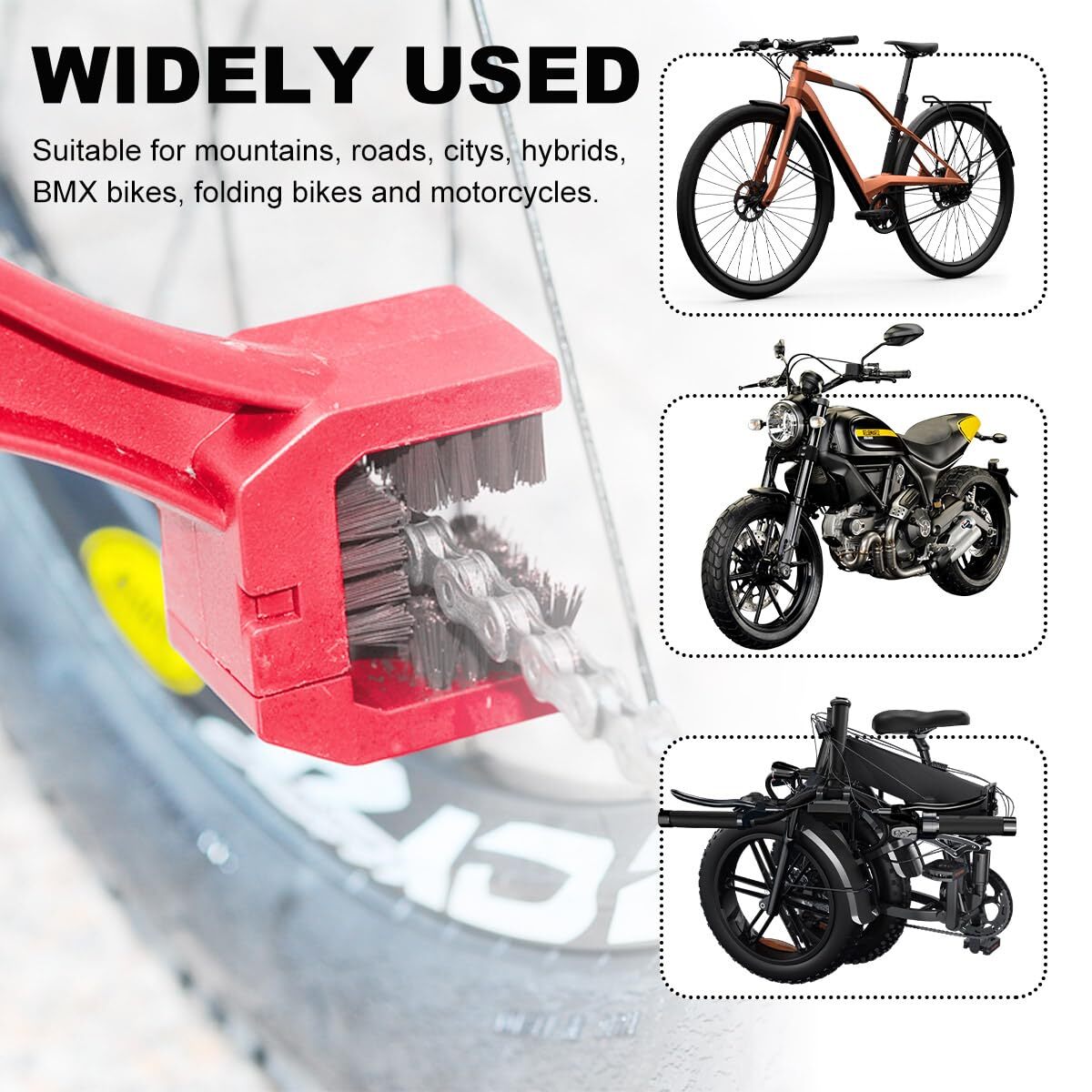 2 Pcs Bike Motorcycle Chain Washer Chain Gear Scrubber Dirt Remover Brushes