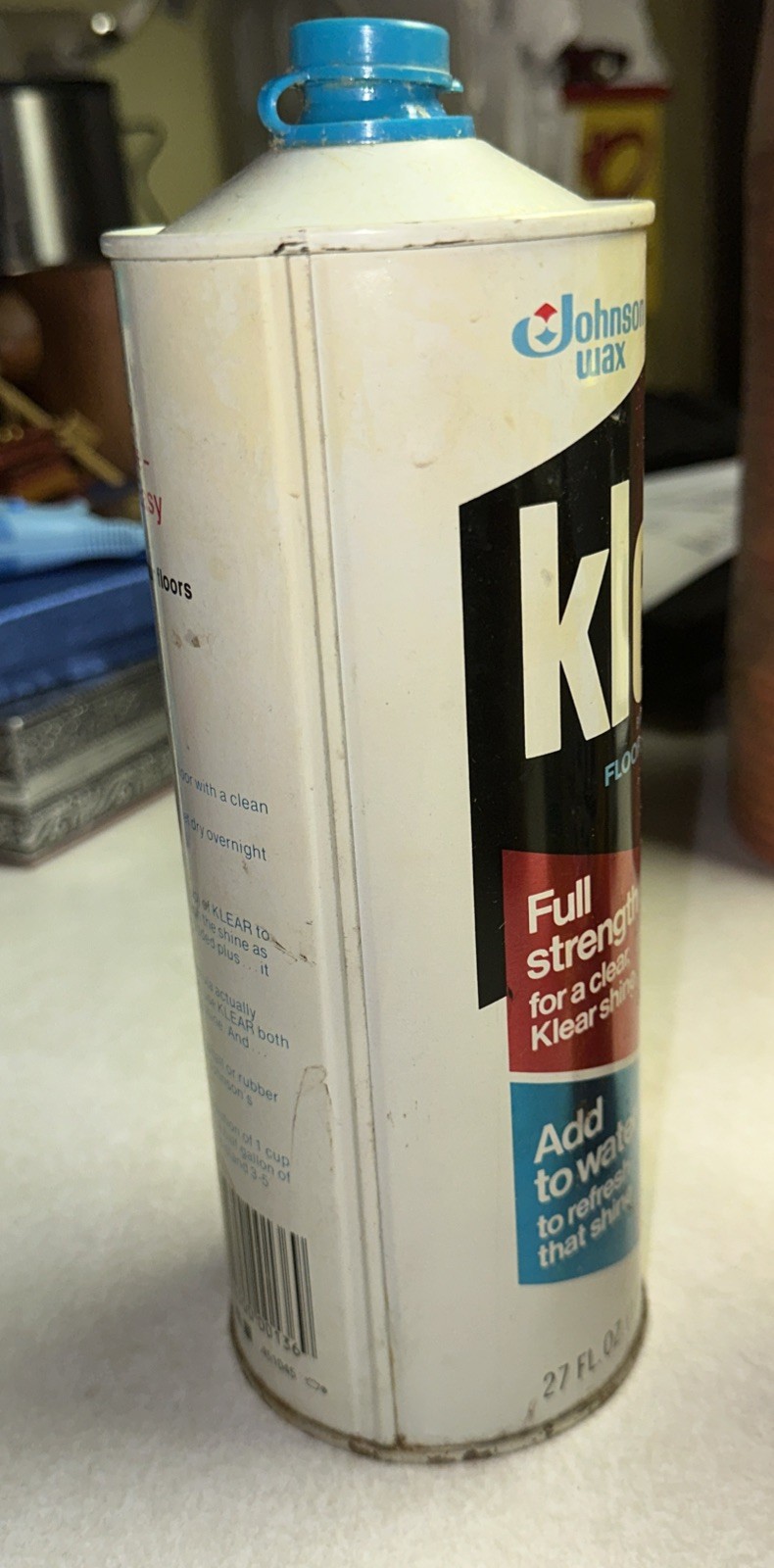 Vintage Klear Floor Finish Sc Johnson Wax 27 Oz Can 3/4 Full 1979