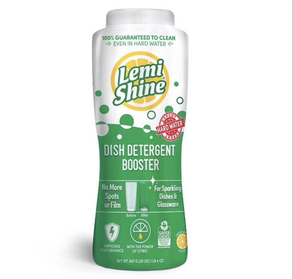 Lemi Shine Dish Detergent Booster, Gets Rid of Hard Water Spots, 20 oz