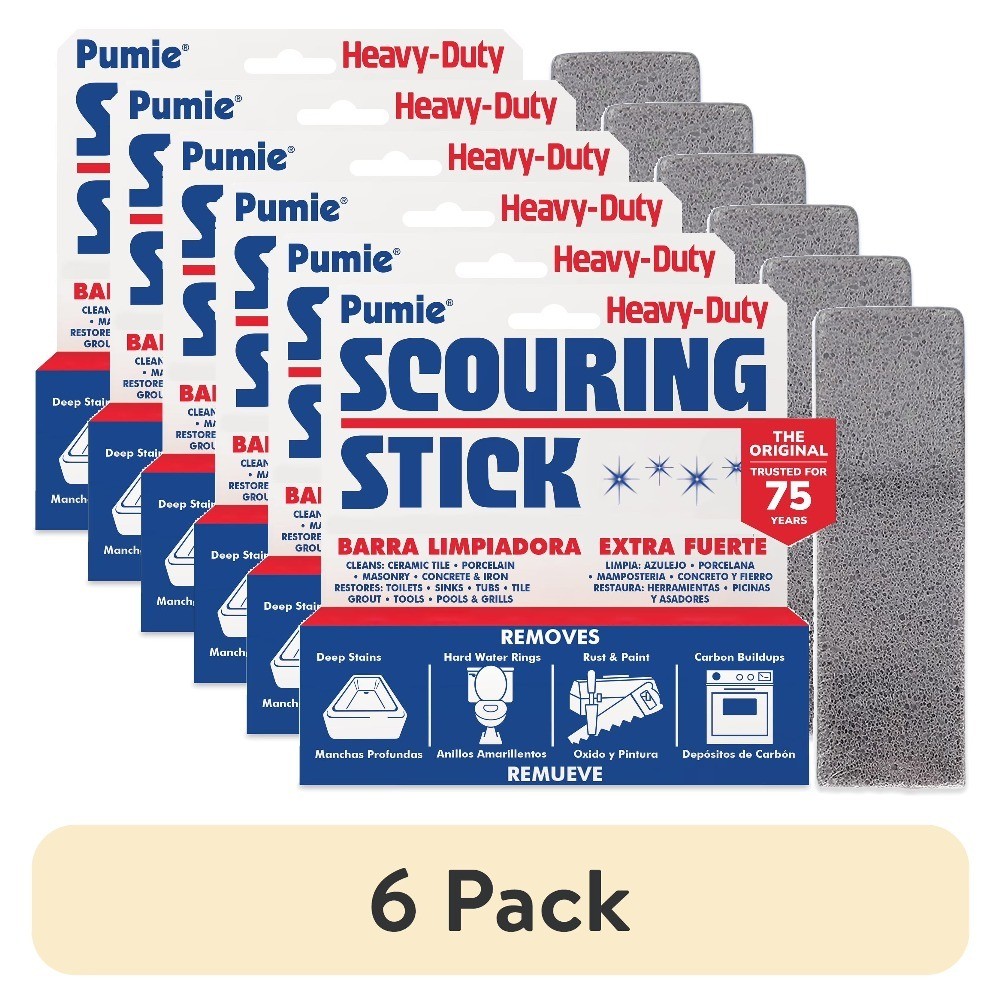 (6 pack) Pumie Scouring Stick Indoor and Outdoor Cleaner, 1 Count