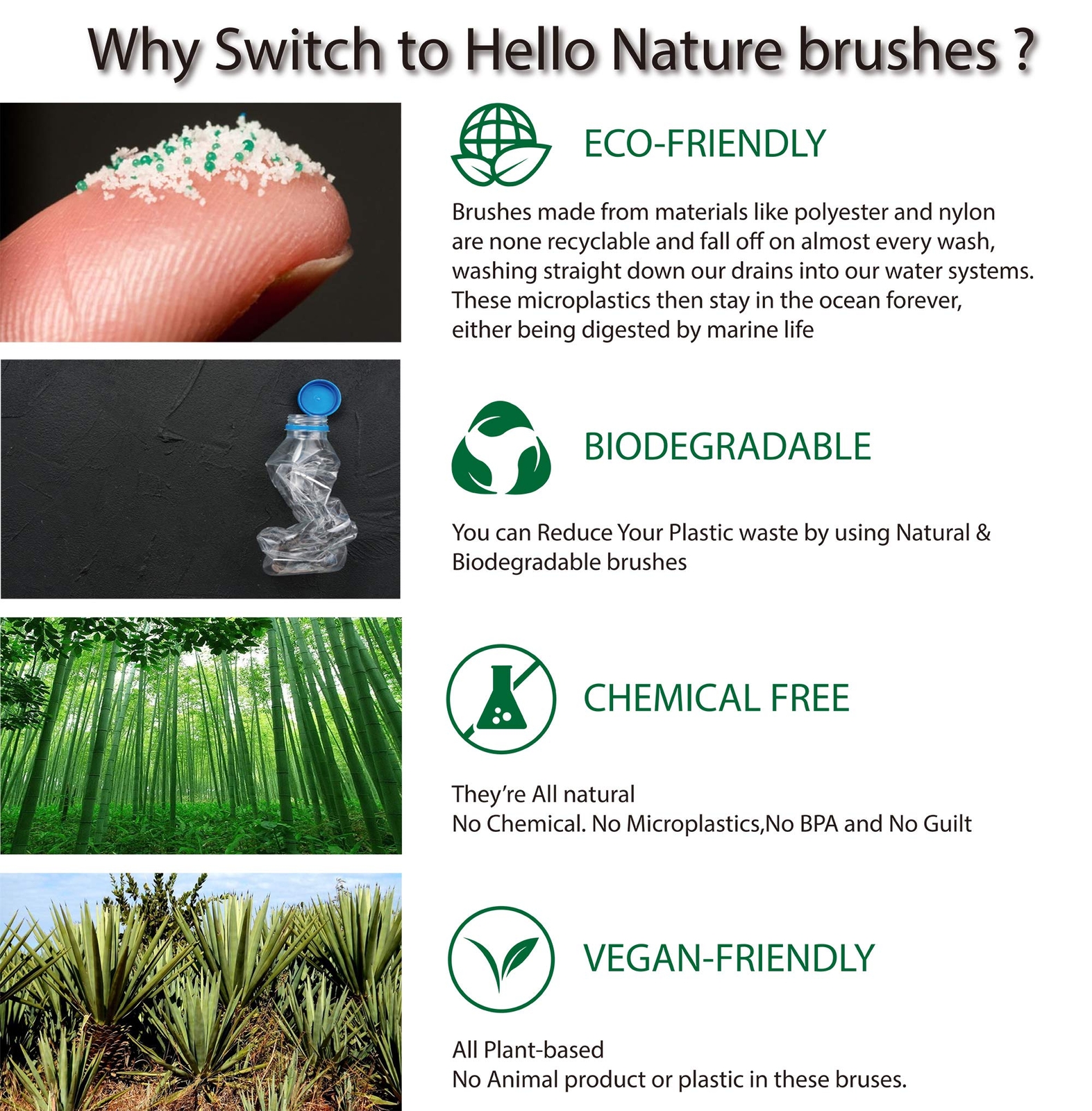 Plantbased 6pcs Kitchen Brush Set By Sustainable & Biodegradable Natural Fibre B