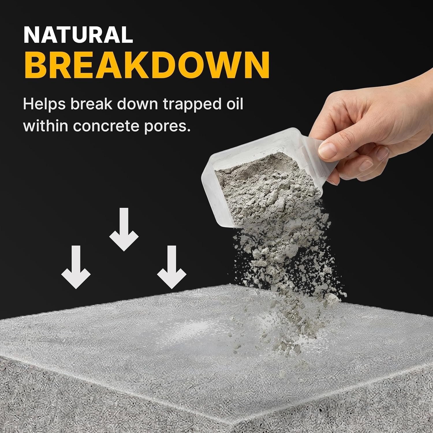 Waterless Concrete Cleaner Powder for Oil Stains on Driveways and Garage Floors