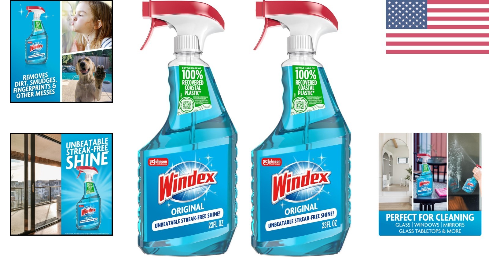 Windex Glass and Window Cleaner – 2 x 23 Fl Oz – No-Leak Design