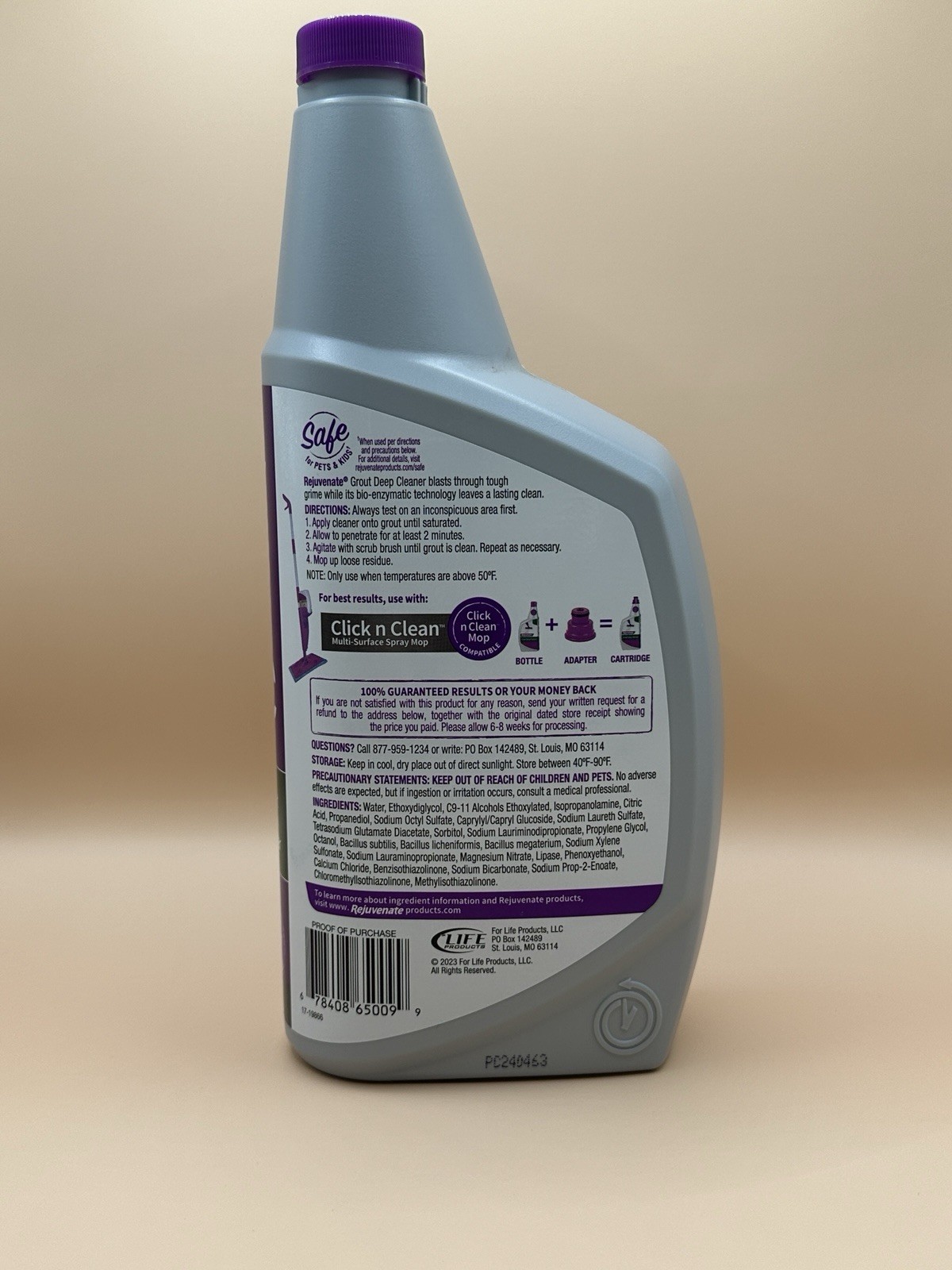 Rejuvenate Grout Deep Cleaner Liquid, Bio-Enzymatic, Mop Compatible, 32 fl oz