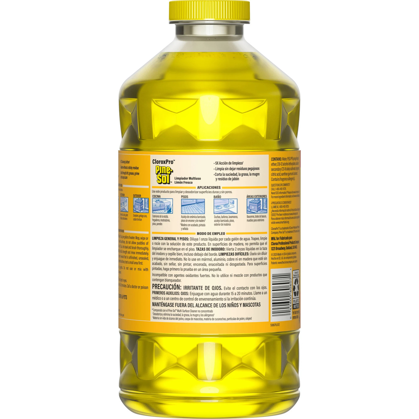 Clorox Pro Pine-Sol Multi-Surface Cleaner, Lemon Fresh, 80 Oz, Pack Of 3 Bottles