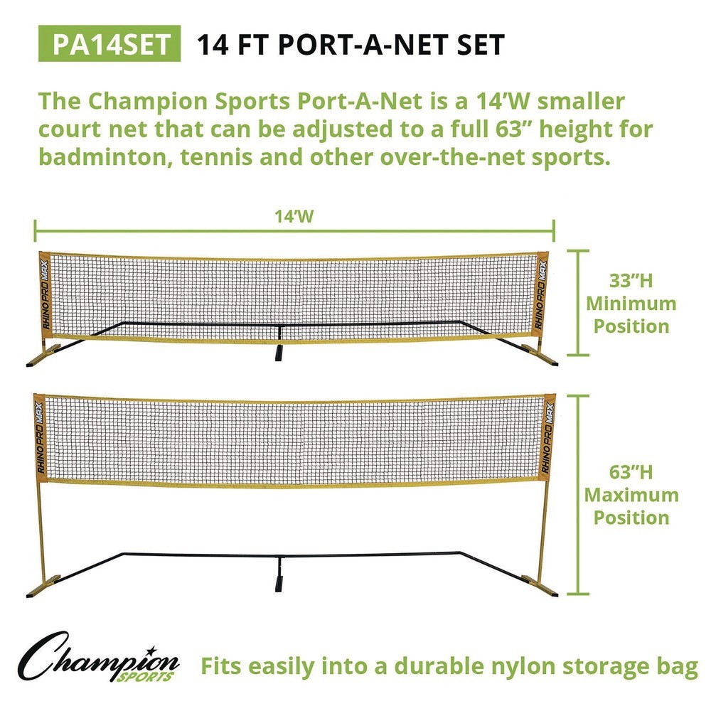 Champion Sports PA14SET 36 in. to 60 in. x 168 in. Rhino Port-A-Net (1-Set) New