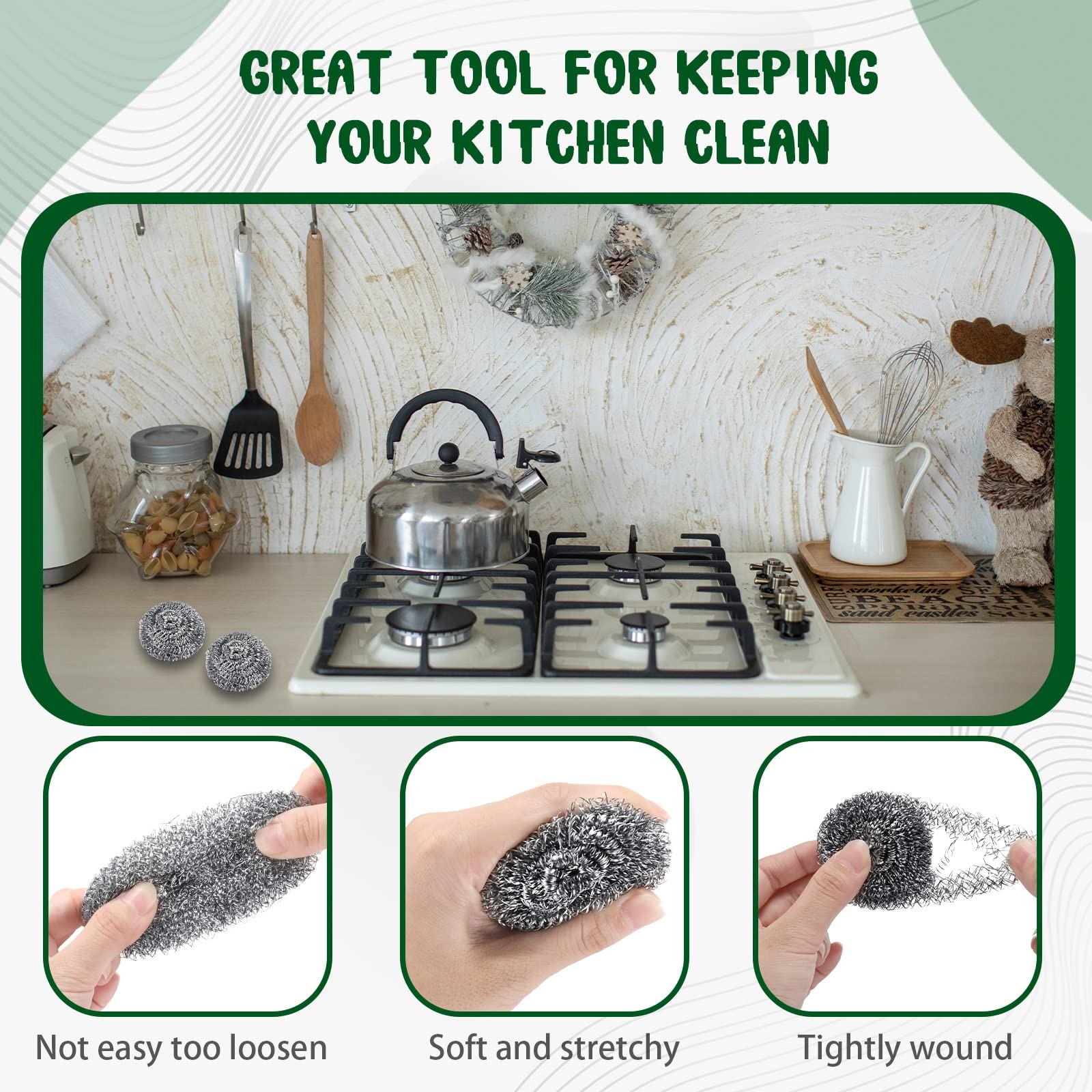 100 Pcs Stainless Steel Sponges Scrubbing Scouring Pad Stainless Steel Scrubber