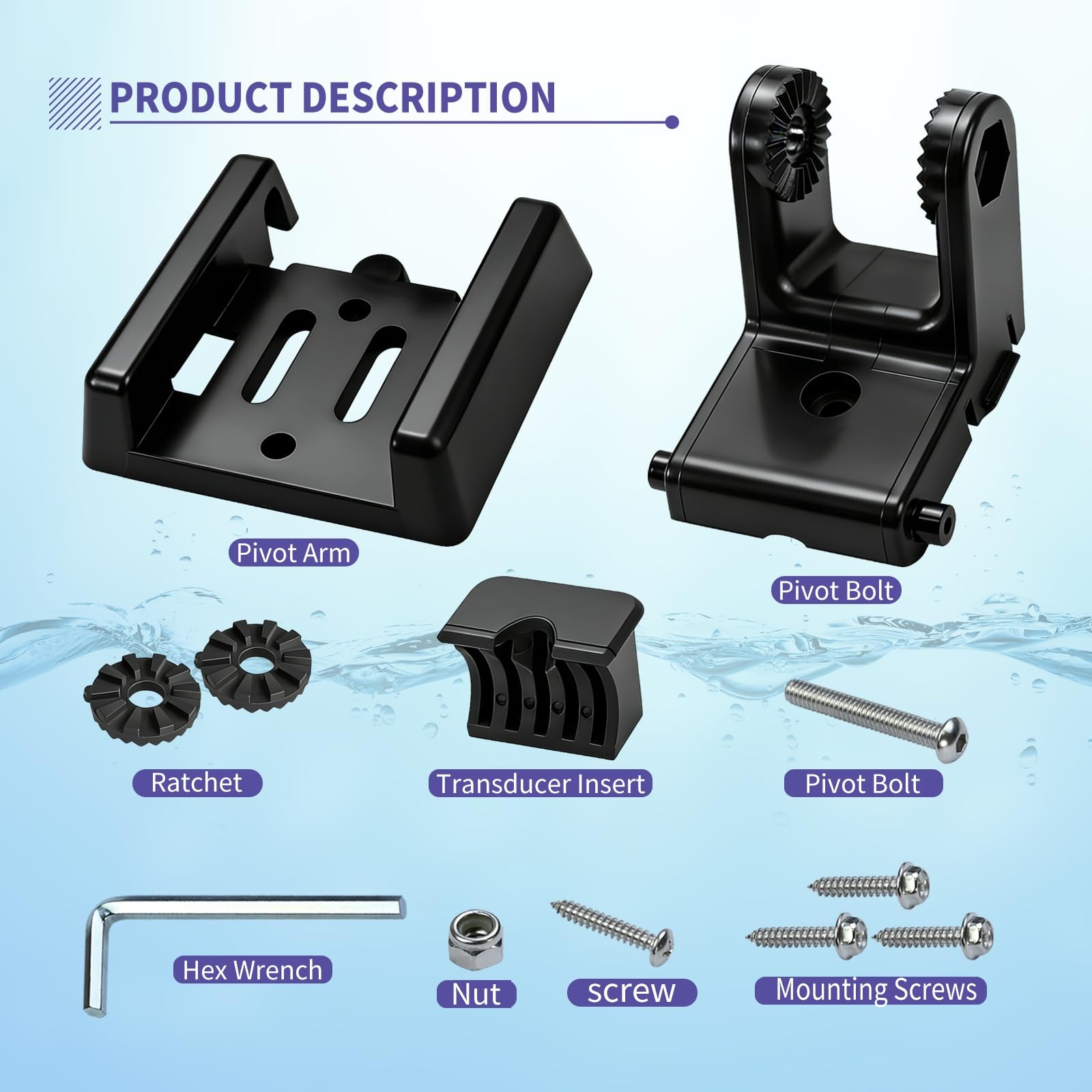 7400931 XNT Transducer Bracket Mounting Plate Transom Hardware Kit Compatible