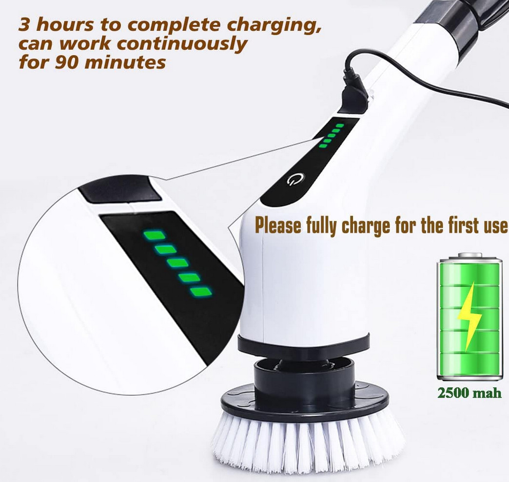 Electric Rechargeable Cordless Spin Scrubber 7 Head Car Cleaning Scrubtastic Mop